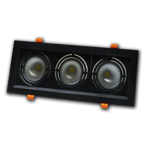 Đèn âm trần lõm cao cấp VMT hộp ba 3x12W vỏ đen - 3 chế độ màu