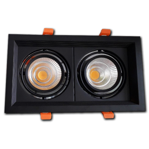 Đèn âm trần lõm cao cấp VMT hộp đôi 2x12W vỏ đen - 3 chế độ màu